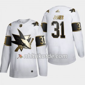 San Jose Sharks Trikot Martin Jones 31 Adidas 2019-2020 Golden Edition Weiß Authentic - Herren